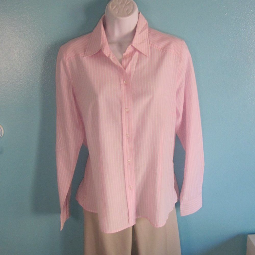 Seidensticker Womens Size 8 Pink Striped Button Front Shirt Size 42 - Picture 2 of 14